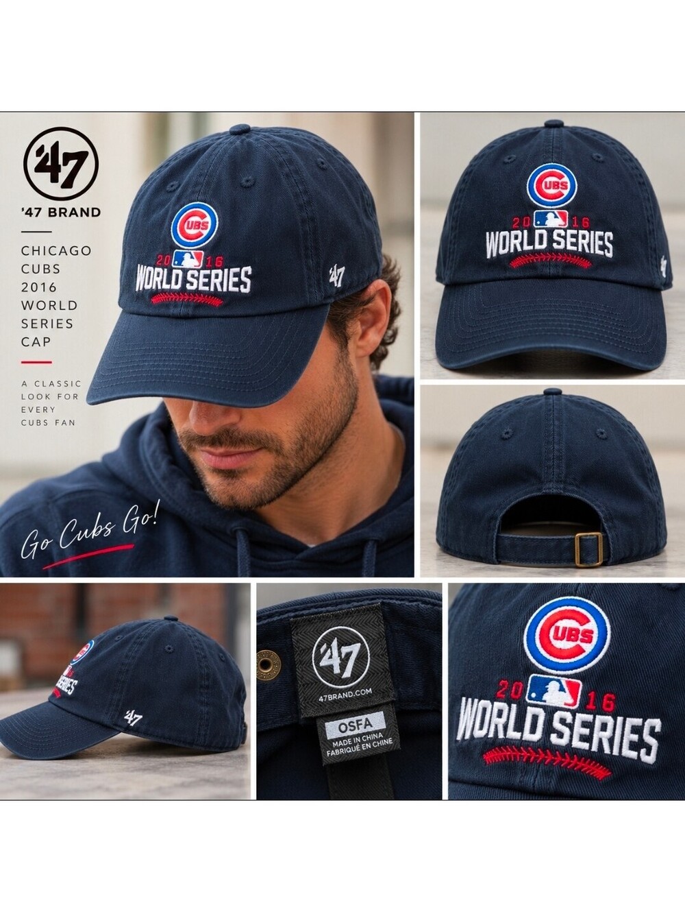 ’47 Brand Chicago Cubs 2016 World Series Hat Navy Adjustable OSFA MLB